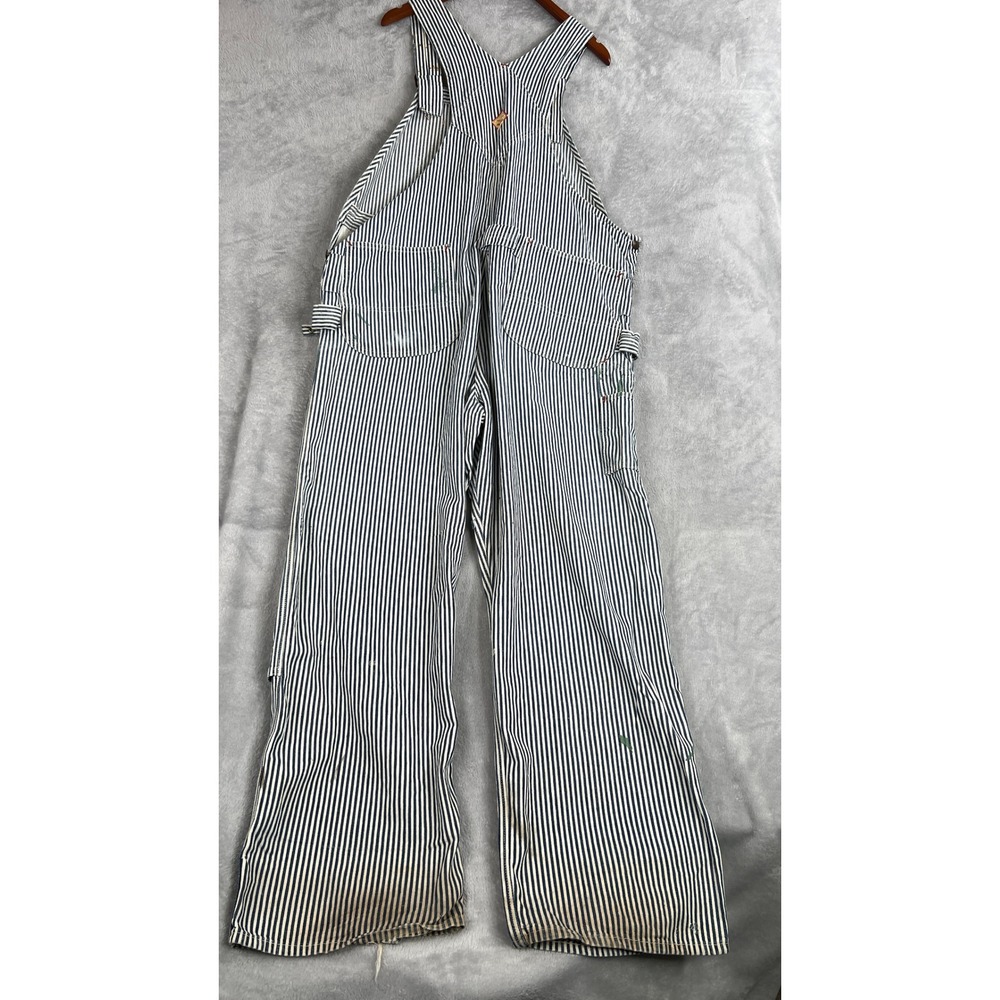 Vintage Penneys Pay Day Hickory Stripe Bib Overalls Sanforized Union Made XL 50s - Picture 2 of 16